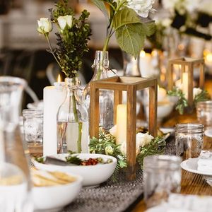 Juego de centros de mesa de faroles de madera rústicos, portavelas estilo granja, faroles decorativos de mesa para bodas y decoración del hogar - Product Image 2