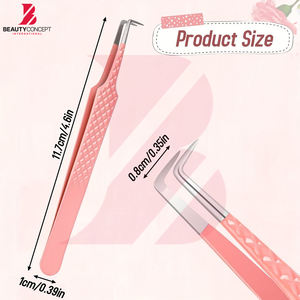 Pinces à cils antistatiques en acier inoxydable avec une meilleure adhérence, outils de volume pour cils de haute précision pour les techniciennes professionnelles en extensions de cils - Product Image 2