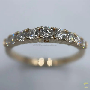 Bague de mariage demi-éternité vintage à coupe ronde en argent sterling 925, sertie de pierres de laboratoire, empilable, certifiée IGI, pour anniversaire - Product Image 1
