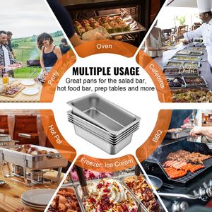 Paquete de 6 Recipientes Profundos de Acero Inoxidable para Vaporera, 20.9 x 12.8 x 5.9 Pulgadas, Tamaño Completo, 20.5L, Recipientes para Horno, para Almacenamiento y Cocción de Alimentos - Product Image 6