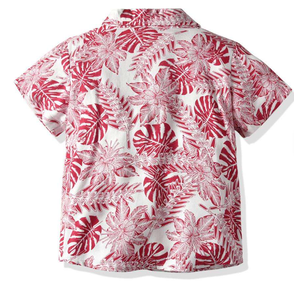Chemise d'été à manches courtes pour enfants, motif floral, col rabattu, décontractée, pour garçons - Product Image 3