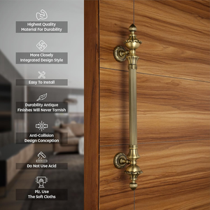 Poignée de porte principale de 18 pouces en alliage de zinc, finition antique, distance entre les trous de 12 pouces, poignée de porte durable, garantie de 3 ans - Product Image 5