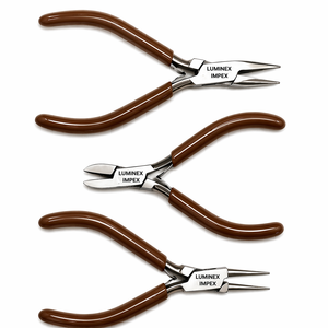 Ensemble de 3 outils de fabrication de bijoux en acier inoxydable avec poignée violette, pinces à bec effilé, coupe-fils, outil professionnel de précision pour la fabrication de perles - Product Image 3