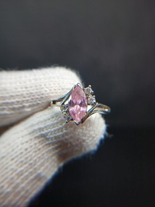 Sterling Silver Pink CZ <b>Ring</b> Size 6 Clear Accent Stones Elegant Fashion <b>Ring</b> Jewelry Gift For Women - Product Image 3