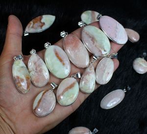 Pendentifs de créateur en argent sterling 925, pierres précieuses naturelles Morganite et Calcite rose opaque pêche, ovales, faits à la main, vente en gros, bijoux en vrac - Product Image 5