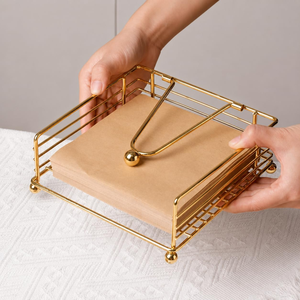 Square Metal Napkin Holder with <b>Weighted</b> Arm Modern Tabletop Tissue Paper <b>Stand</b> Kitchen Dining Table Organizer <b>for</b> Restaurant - Product Image 4