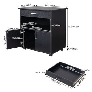 Armadietto Portadocumenti in MDF Nero e PVC con Un Cassetto e Una Scomparto a Doppia Anta - Product Image 6