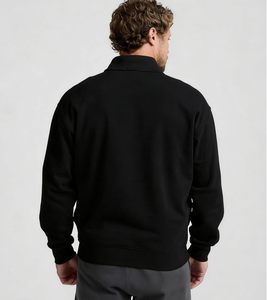 Best Selling Plain White Color <b>Men's</b> Quarter Zip Sweatshirts Comfortable Fabric Loose Fit High Street Style Zipper Sweatshirts - Product Image 3