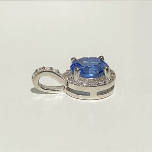 Custom Children's Tanzanite Bezel Setting Pendant Vintage Milgrain Sterling Silver Wedding Jewelry July Birthstone - Product Image 2