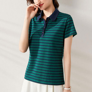 Chemises polo pour femmes respirantes de qualité supérieure à ourlet incurvé - Mélange de coton doux, coupe ajustée, disponibles en plusieurs couleurs pour un style décontracté - Product Image 4