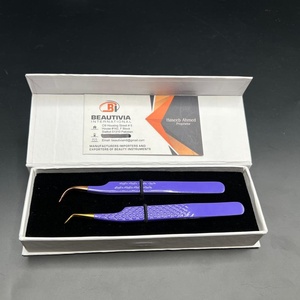 Pince à épiler professionnelle incurvée à 45 degrés durable en acier inoxydable pour extensions de cils vente en gros de petits cils quantité minimale de commande avec logo imprimé personnalisé - Product Image 6