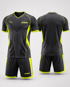 Ensemble de maillot de football pour homme F2WIN, noir et blanc, manches courtes, séchage rapide, respirant, polyester, uniforme pour toutes les saisons, sport pour adultes - Product Image 6