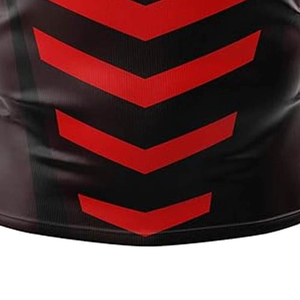 Maillot de football géométrique noir et rouge pour homme, manches courtes, col rond, anti-humidité, ajusté, en polyester, vêtement de sport - Product Image 6