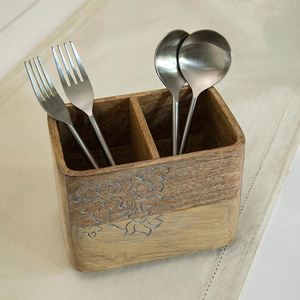 Wooden Cutlery Holder Stand for Spoon Knife Chopstick Utensil Organizer for <b>Kitchen</b> and Dining Table <b>Caddy</b> for Spoons - Product Image 4