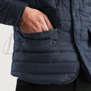 Chaqueta Acolchada Ligera Azul Marino para Hombre con Cuello Camisero, Chaqueta Informal Acolchada con Bolsillos Dobles con Cierre en el Pecho - Product Image 6