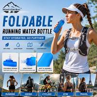 Bouteille d'eau souple pliable en silicone TPU sans BPA avec logo personnalisé OEM, anti-fuite, idéale pour la course à pied et les marathons