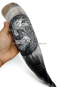 Cuerno para beber vikingo real de diseño hecho a mano Cuerno para beber medieval Cuerno vikingo pulido natural de alta calidad Falak World Export - Product Image 5