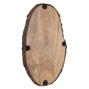 Plateau ovale en bois d'acacia naturel avec bords en écorce Grand plateau fait à la main pour servir du fromage, des gâteaux, des desserts et de la charcuterie - Product Image 5