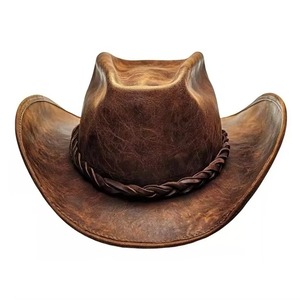 Sombrero Vaquero de Cuero Estilo Occidental Premium, Fedora Vintage de Moda con Ala Ancha, Personalizable - Product Image 3