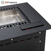 Insert de cheminée bioéthanol moderne carré intelligent en acier inoxydable brossé pour salon, chauffage intérieur avec télécommande