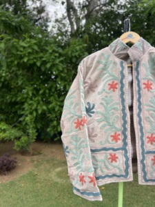 Luxury Handmade Knitted <b>Velvet</b> Embroidery Stand <b>Jacket</b> <b>Women</b> | Premium Floral Artisan Designer Eco-Friendly Autumn/Winter - Product Image 3