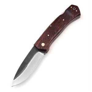 Couteaux pliants en gros, lame artisanale à motif Damas avec manche en bois courbé, design compact pour le camping et la chasse en extérieur - Product Image 1