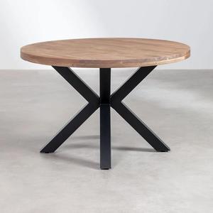 Vandana Hexa Vertex <b>Round</b> Wooden <b>Dining</b> <b>Table</b> 4-Seater (<b>Solid</b> <b>Wood</b>) - Product Image 3