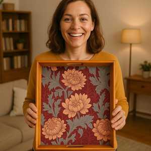 Rectangular Wooden Serving Tray with Floral Pattern Vintage Design <b>Decorative</b> <b>Plate</b> - Product Image 1