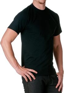 Men's <b>Black</b> Short Sleeve O-Neck Cotton <b>T</b>-<b>Shirt</b> Regular Fit Casual Jersey Knitted Solid Color <b>Plain</b> Dyed Style - Product Image 2