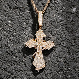 Collier Pendentif Personnalisé avec Initiales Serties de Diamants Moissanite, Style Hip Hop Bling, Bijou Lettre pour Homme - Product Image 5