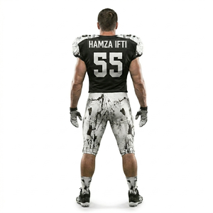 Highest Demanded American Football Uniform in White Black Color with Latest Pattern Design Custom Sublimation Print - Product Image 3