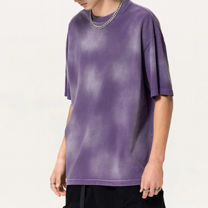 Premium Men's 100% Cotton Eco-Friendly Washed Knitted T-Shirt Custom O-Neck <b>Blank</b> Heavy <b>Weight</b> Printing Solid Pattern Regular - Product Image 5