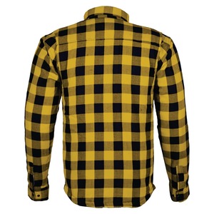 Chemise de moto professionnelle jaune et noire en flanelle pour homme avec protection dorsale et fermeture éclair YKK - Product Image 5