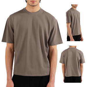 Camiseta de Manga Corta para Hombre, Color Naranja, Cuello Redondo, Corte Holgado, Informal, Transpirable, 100% Algodón Tejido, Color Sólido - Product Image 1