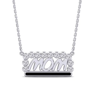 Colgante MOM con Diamante Redondo en Engaste de Puntas, Plata 925, Moissanita, Joyería Clásica para Mujer, Regalo - Product Image 1