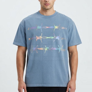 Camiseta con estampado reflectante para hombre, camiseta de algodón de manga corta, cómoda, informal, estilo callejero, ropa transpirable a la moda - Product Image 3