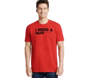 เสื้อยืดแขนสั้นสีขาวสำหรับผู้ชาย ลายพิมพ์ I Need A Hug ทรงลำลอง คอกลม ทรงปกติ ผ้าเจอร์ซีย์คอตตอน 100% - Product Image 3