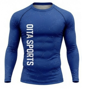 Ensemble de vêtements de sport pour homme, bleu marine, manches longues et leggings, compression, entraînement, fitness, gym, athlétique - Product Image 5