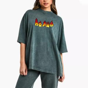 Camiseta Boxy Vintage Lavada Personalizada de Algodón Pesado con Hombros Caídos, Estilo Urbano Moderno, Transpirable, Deportiva, Servicios de Impresión, Jersey para Mujer - Product Image 4