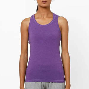Camisetas sin Mangas con Cuello Redondo para Mujer, Color Morado, Algodón/Fibra de Bambú, Tallas Grandes, Tops de Mujer de Pakistán - Product Image 1