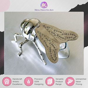Amazing Offer on Genuine Quality Handmade Stainless Steel & Glass Made <b>Bee</b> Shaped Sugar and Honey Pot for Home Decoration - Product Image 5