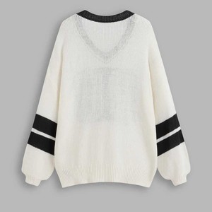 Suéter de Punto Estilo Universitario, Manga Larga, Cuello Redondo, Transpirable, Holgado, Suave, Cálido para Otoño e Invierno, para Mujer - Product Image 2