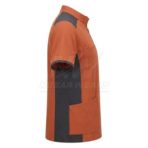Modern <b>Scrub</b> <b>Top</b> With Half Zip Front Short Sleeves Stand Collar Comfortable Workwear Fit And Professional Appearance - Product Image 5