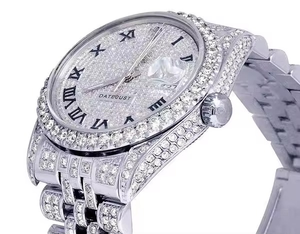 Limited Edition VVS Moissanite Diamond Roman Dial Automatic Japanese Movement Hip Hop <b>Iced</b> <b>Out</b> <b>Watch</b> Luxury Bling Men's Fashion - Product Image 1