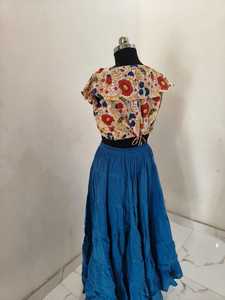 Robe bohème pour femmes, haut court en coton imprimé avec jupe longue confortable et respirante, ensemble de robe fantaisie en 2 pièces - Product Image 3