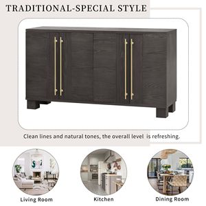 Credenza in Legno Stile Tradizionale con Ripiani Regolabili e Maniglie Dorate per Cucina, Sala da Pranzo e Soggiorno - Product Image 5