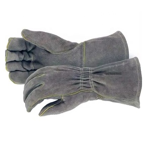 Gants de soudage en cuir fendu gant de soudeur en cuir résistant à la flamme avec poignet élastique cousu - Product Image 3