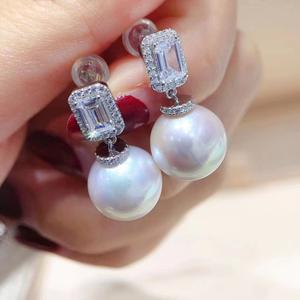 Pendientes Grandes de Perlas Edison de Agua Dulce Blancas, Plata S925 de Alta Calidad, Diseño Simple y Elegante, Frescos y Modernos - Product Image 3