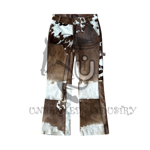 กางเกงหนังวัวแบบสองชั้น สีน้ำตาลขาว - Product Image 1