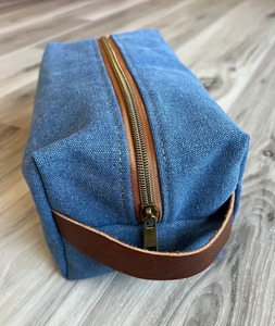 Leather Canvas Toiletry Bag Waterproof Travel Organizer Cosmetic Dopp Kit Large Capacity Travel <b>Case</b> LCTB-0077 - Product Image 1